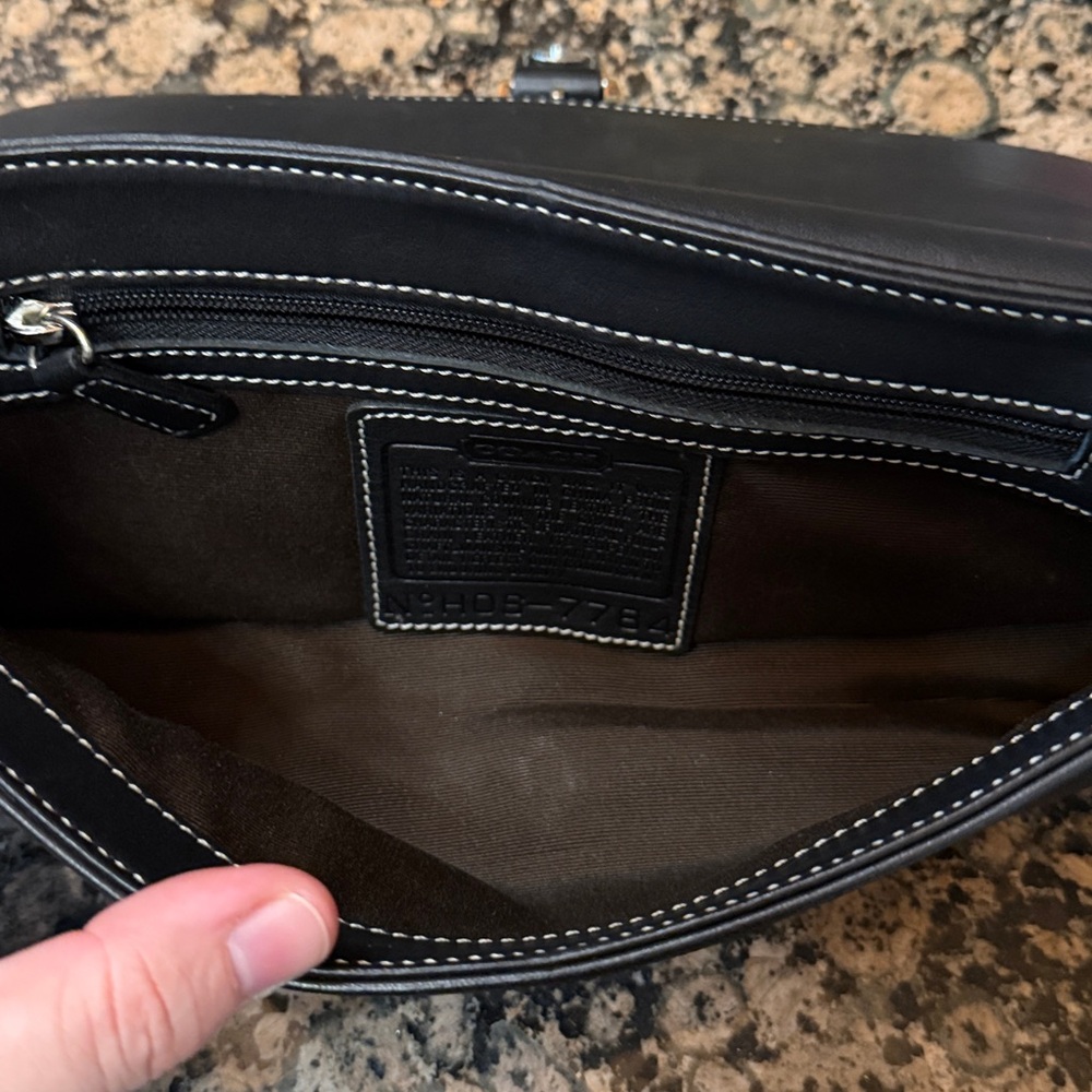 Coach Black Leather Bag with Stitch Detail - Picture 5 of 5